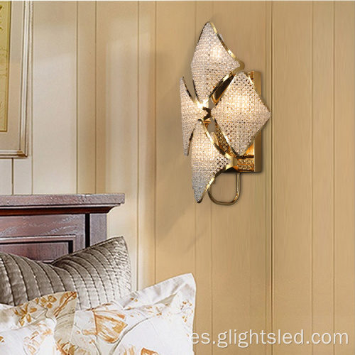 Lámpara de pared de cristal LED de cabecera decorativa interior para dormitorio